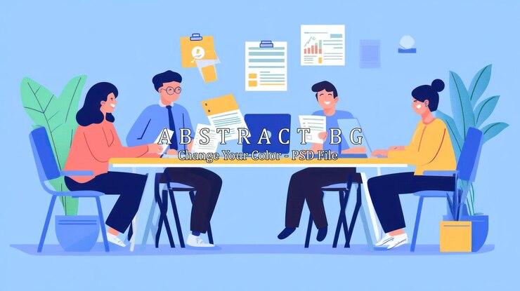 PSD business team meeting illustration