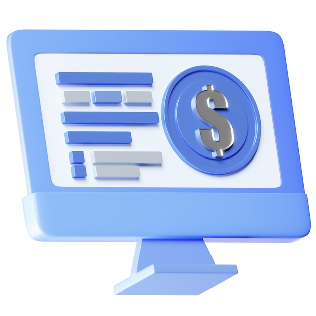 Business Toolset Pack 3D monitor Dollar Icon