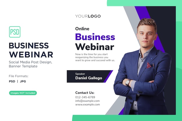 PSD business webinar unternehmerische denkweise workshops banner design vorlage