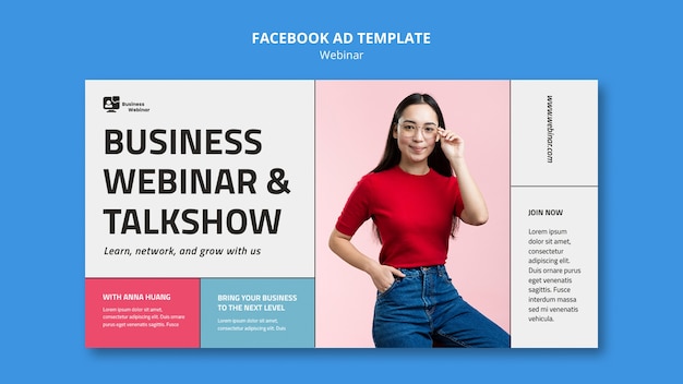 PSD business-webinar-vorlage mit flachem design