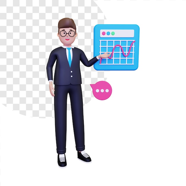 Businessman presenting analysis 3D Illustration