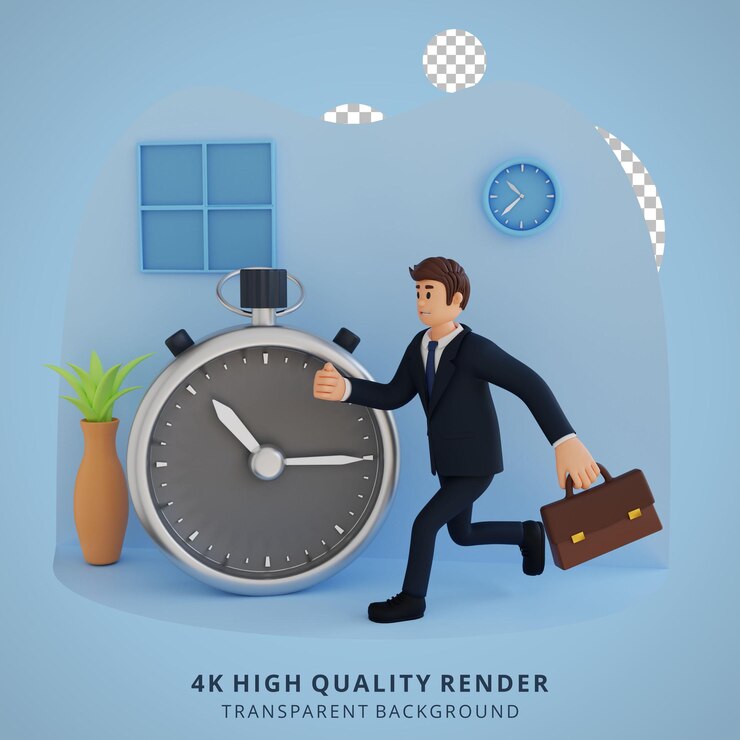 PSD businessman running carrying bag 3d character illustration
