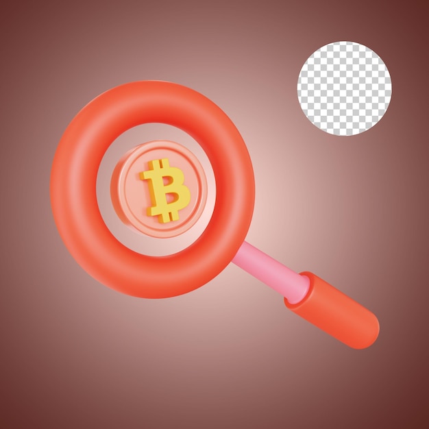 PSD búsqueda bitcoin financiación y finanzas representación 3d