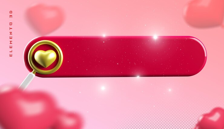 PSD búsqueda de corazón 3d etiqueta vacía día de san valentín