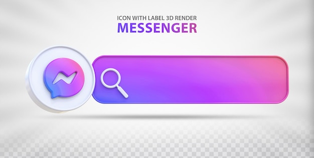 Búsqueda de etiquetas de Messenger con estilo 3d