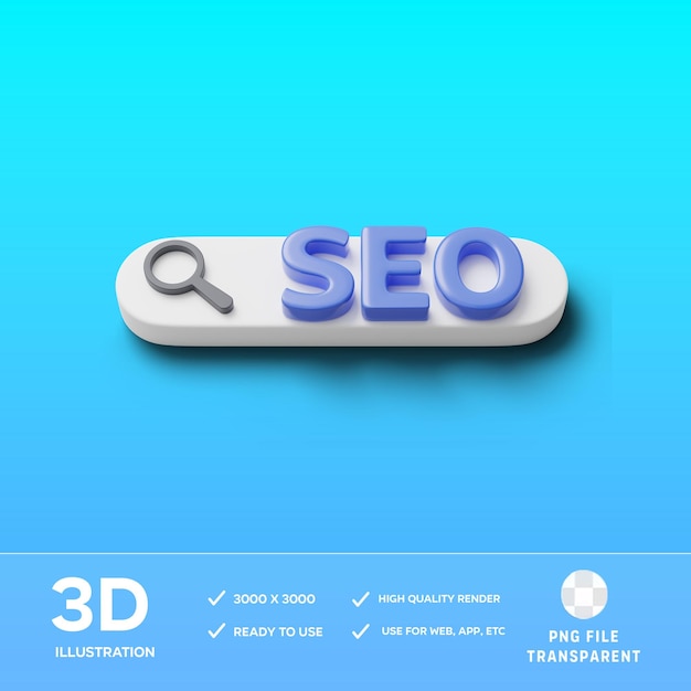 Búsqueda SEO en PSD 1 Ilustración en 3D