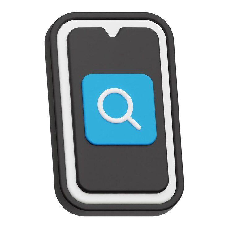PSD búsqueda de teléfono icono 3d aislado en el fondo blanco