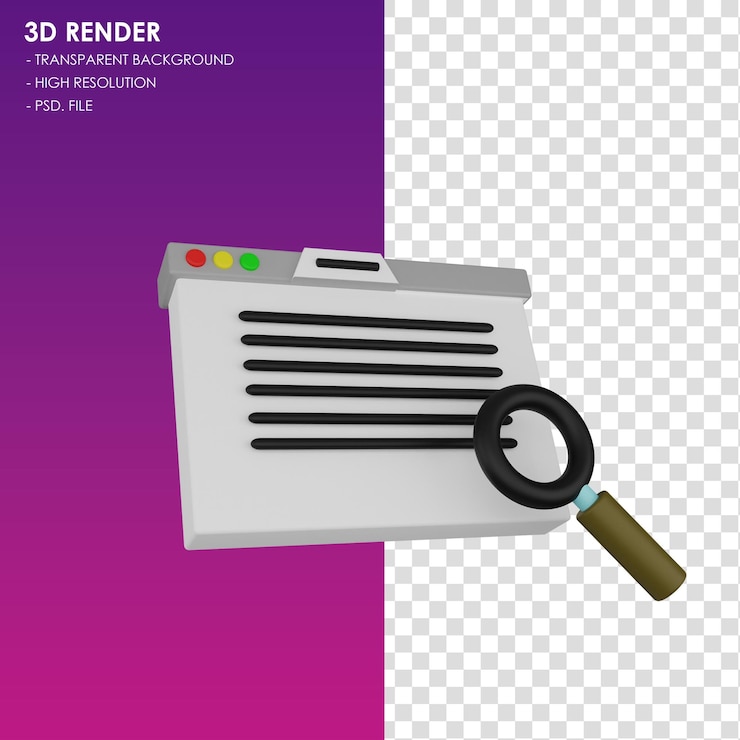 PSD búsqueda web de icono 3d