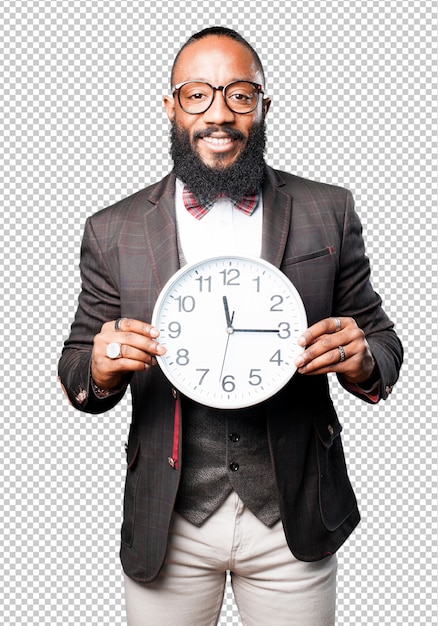 Bussines hombre negro con un gran reloj