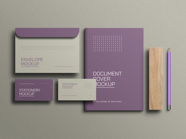Busta con mockup di cancelleria per documenti a4