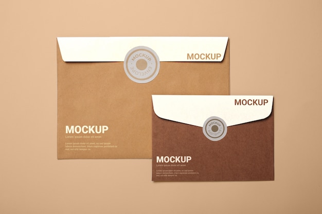 Busta di carta mock-up design con adesivo