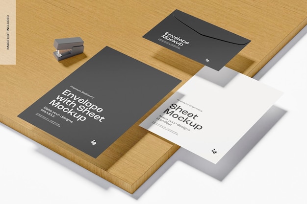 Buste con Foglio Mockup, Prospettiva