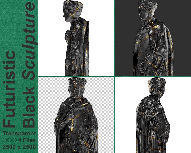 PSD busto ritratto rinascimentale della regina di saba in marmo nero e oro