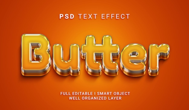 Butter 3d-stil psd-texteffekt