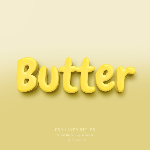 Butter 3d text style effekt psd