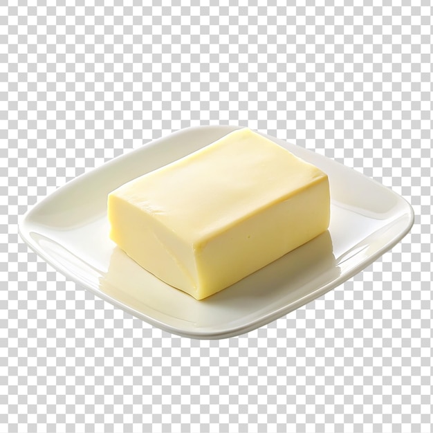 PSD butter auf einem weißen teller, isoliert auf einem transparenten hintergrund