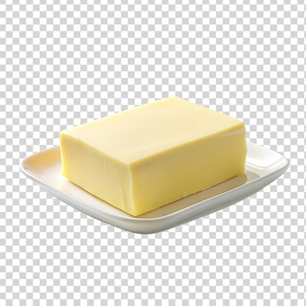 Butter auf einem weißen teller, isoliert auf einem transparenten hintergrund