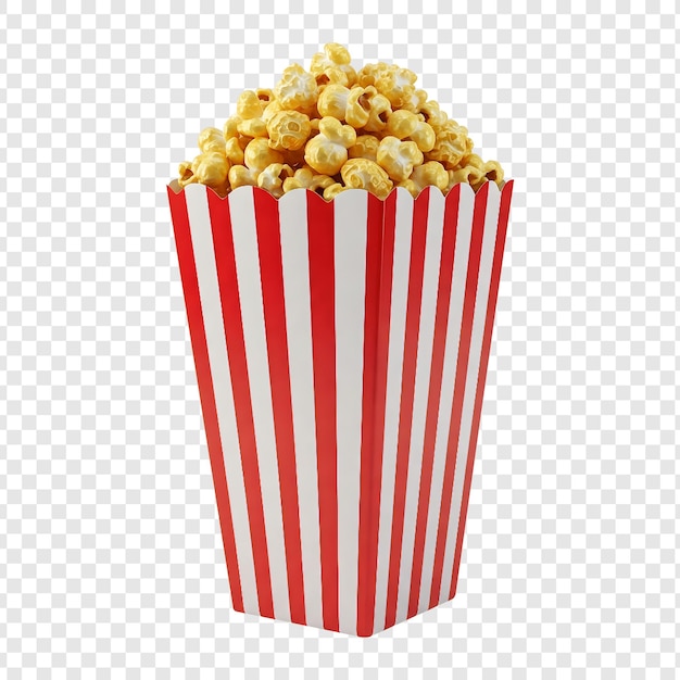 Butterpopcorn in einer roten und weißen Streifenbox