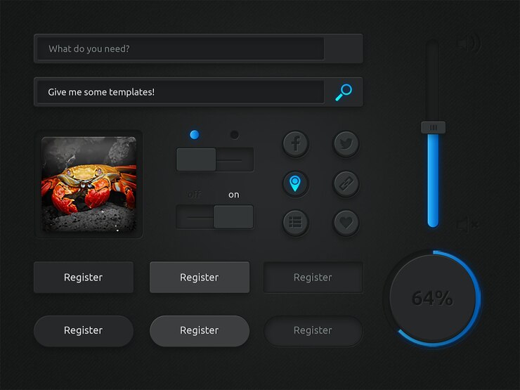 PSD button ui kit coleção psd
