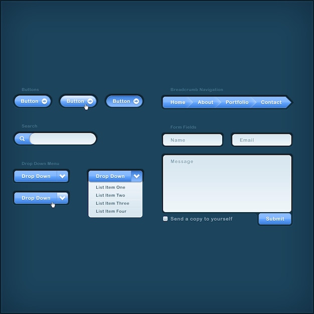 Button ui kit collection psd (collezione di pulsanti)
