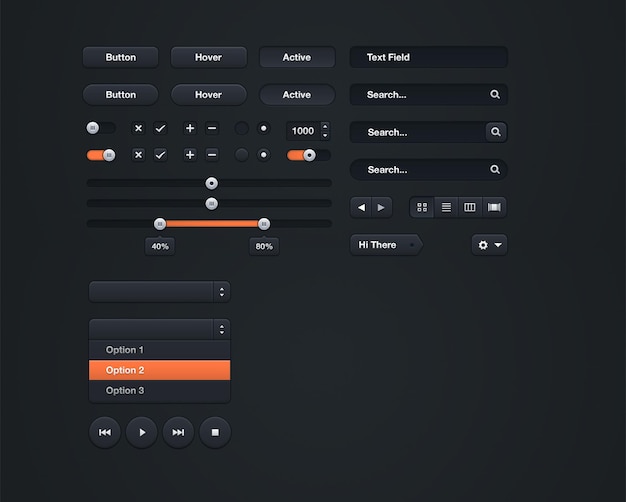 Button ui Kit-Sammlung für PSD