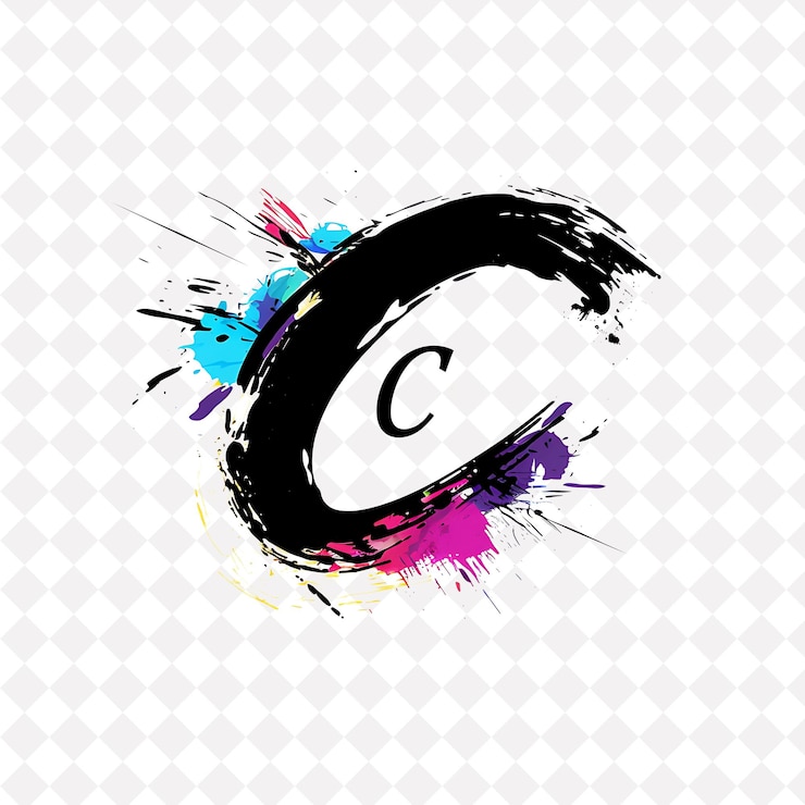 PSD c com letra desenhada à mão estilo de design de logotipo com ilustração em forma de c logotipo desenhos vetoriais