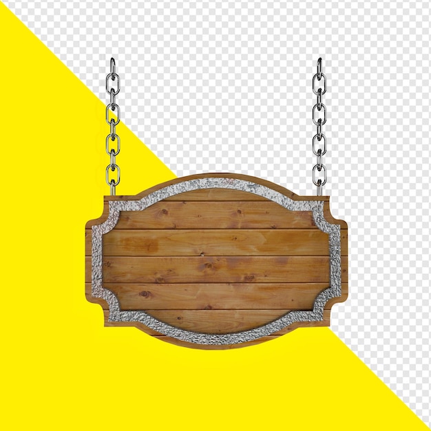 C'e' un cartello di legno appeso a una catena che dice: "Appendilo".