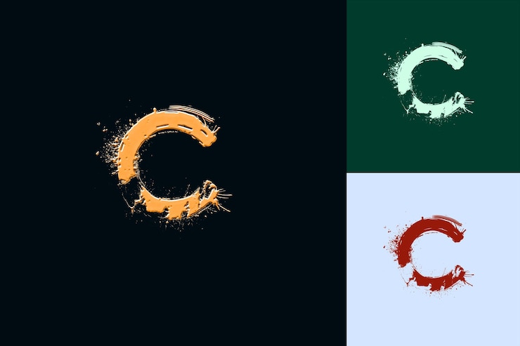 PSD c con letra dibujada a mano estilo de diseño de logotipo con forma de c int naturaleza colecciones vectoriales abstractas