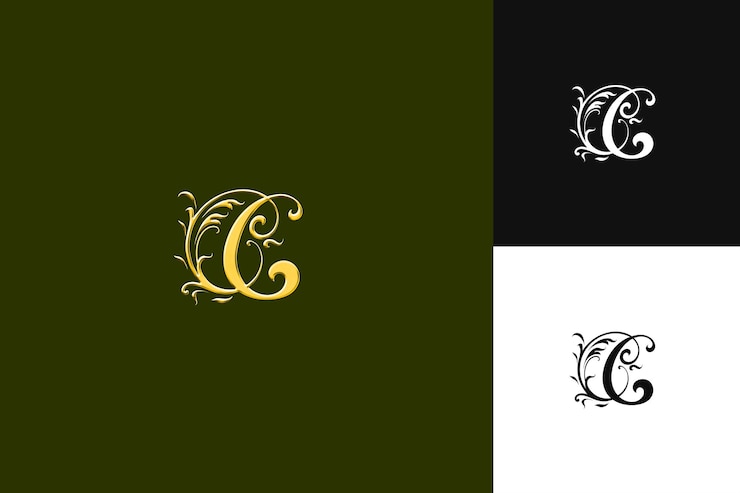 PSD c-logo mit royal grace script logo-buchstaben-design logo-illustration logo-vektor-designs