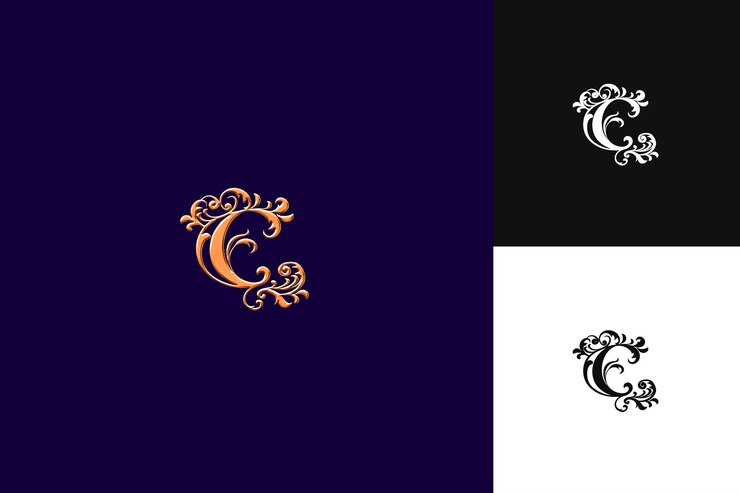 PSD c logo mit royal grandeur script logo schriftstil design l illustration logo vector designs
