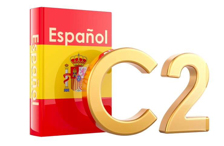 PSD c2 nivel de concepto de español c2 competencia renderización 3d aislada sobre un fondo transparente