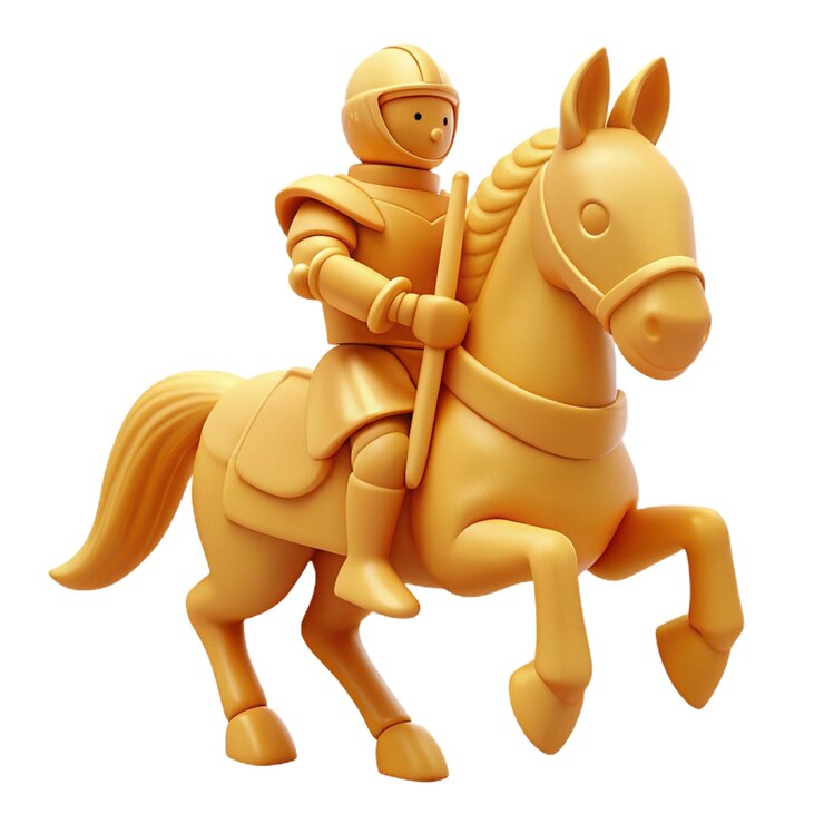 PSD un caballero a caballo con una espada y un escudo