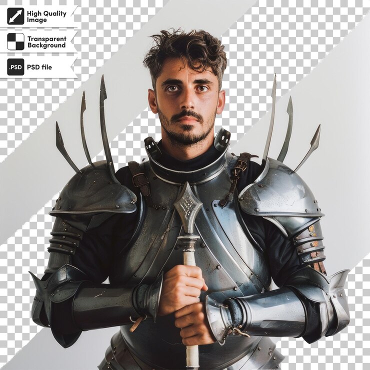 PSD un caballero con una espada y un escudo en el medio de la imagen