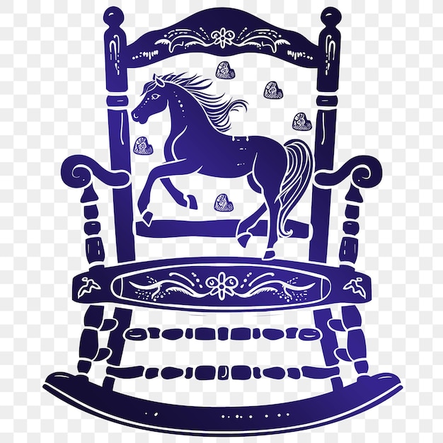 PSD un caballo azul con una melena púrpura se encuentra frente a un fondo azul