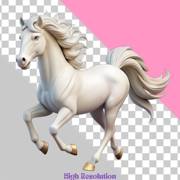 El caballo blanco corriendo Ilustración de renderización 3D