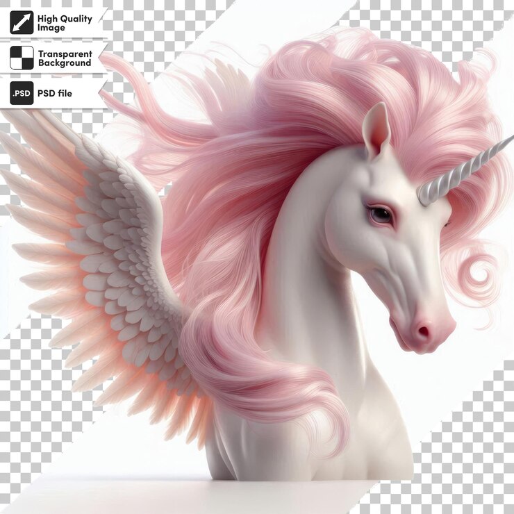PSD un caballo con cabello de arco iris y una melena de arco iris