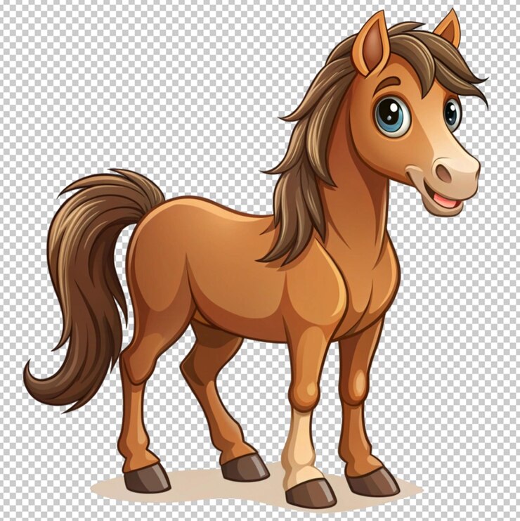 PSD caballo marrón de dibujos animados fondo blanco