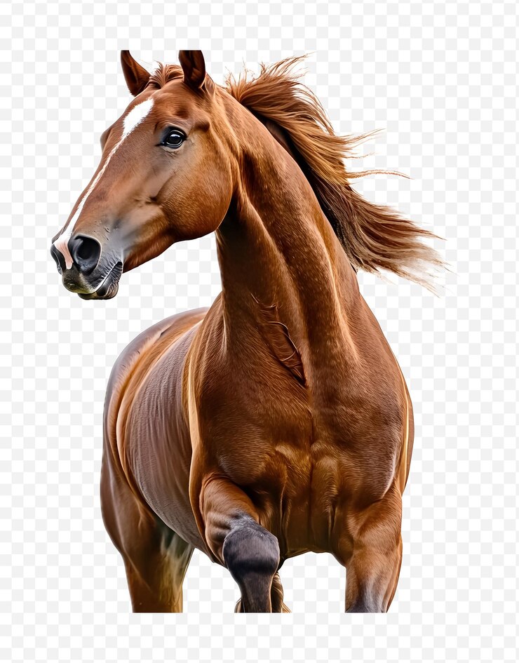 PSD caballo marrón sobre un fondo transparente