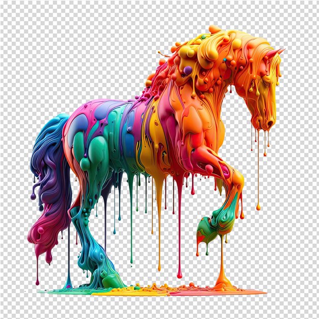 PSD un caballo con una pintura de color arco iris en él