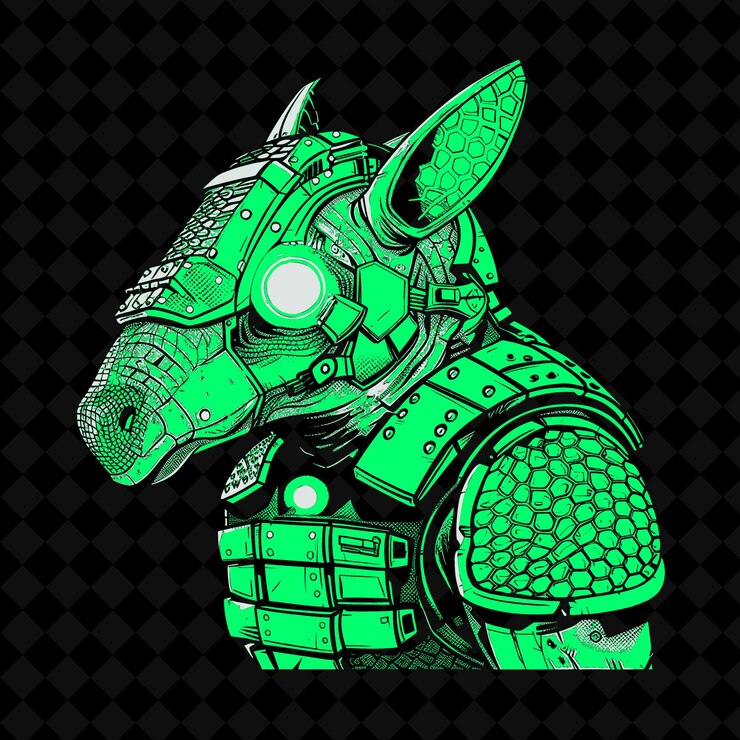 PSD un caballo verde con una cabeza verde y un escudo verde