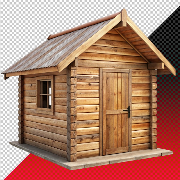 PSD cabaña de madera sobre un fondo transparente