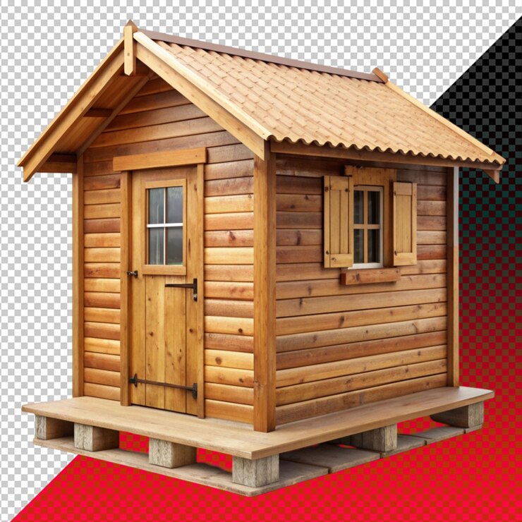 PSD cabaña de madera sobre un fondo transparente