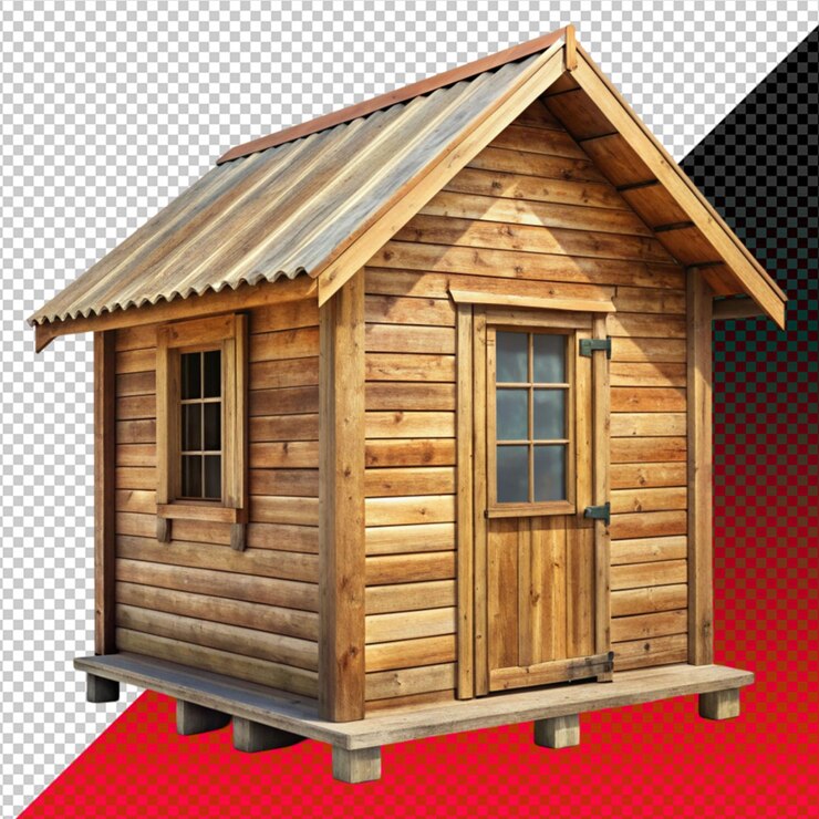 PSD cabaña de madera sobre un fondo transparente