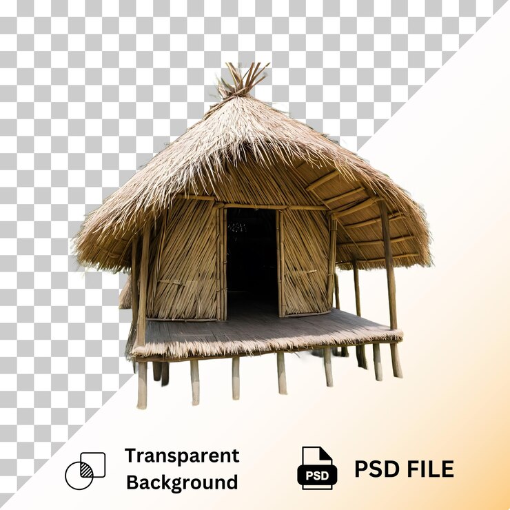 PSD la cabaña de nipa aislada sobre un fondo transparente