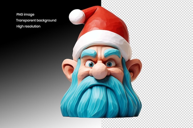 Cabeça alegre de Papai Noel com barba azul exclusiva