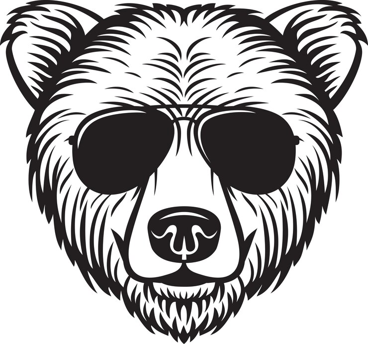 PSD cabeça de urso com óculos de aviador