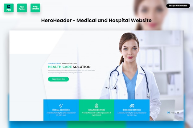 Cabeçalho do herói para sites médicos e hospitalares