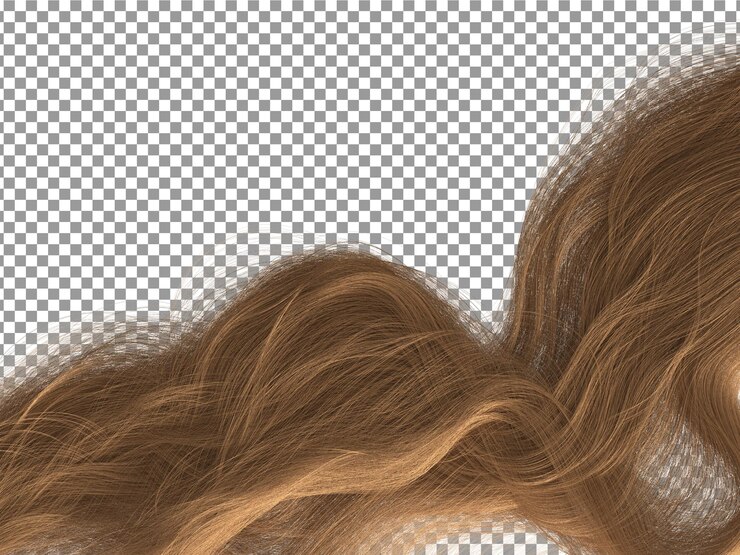 PSD cabelos castanhos de menina isolados em fundo transparente