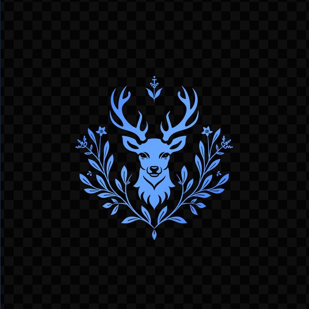 PSD cabeza de ciervo azul sobre un fondo negro