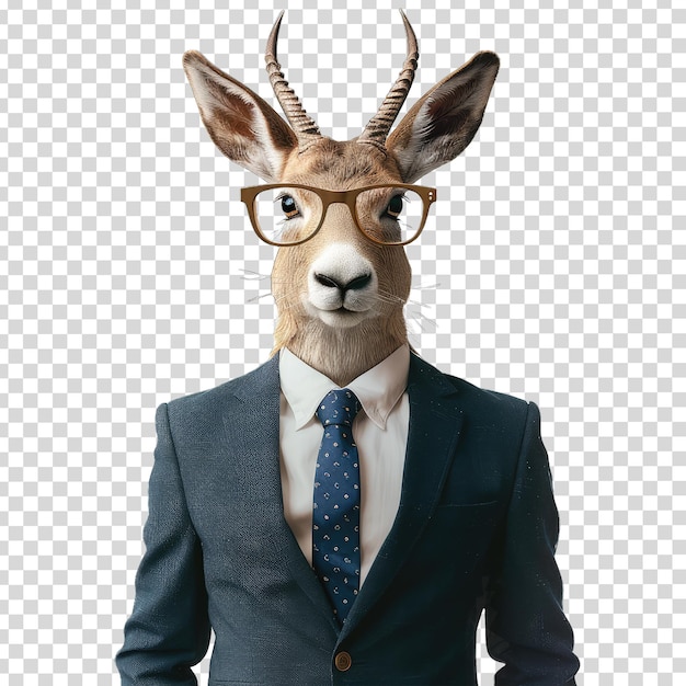 PSD una cabeza de ciervo con gafas y una corbata que dice 